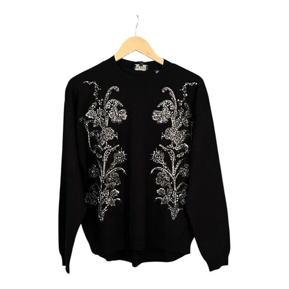 Ted Baker London Hazlie Beaded Sequin Sweater Black Silver M NWT - Picture 8 of 8
